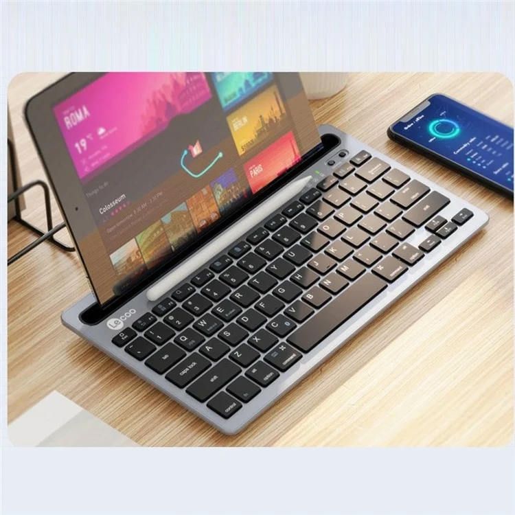 LECOO KB100 Universal Wireless Bluetooth-Compatible Keyboard for Laptop / Phone / Tablet - Grey