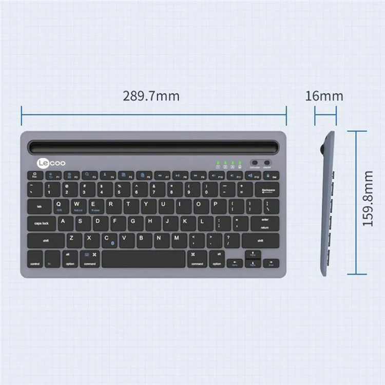 LECOO KB100 Universal Wireless Bluetooth-Compatible Keyboard for Laptop / Phone / Tablet - Grey