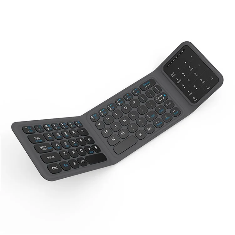 BK19 Mini Bluetooth-Compatible Keyboard Ultra Thin Portable Wireless Tri-Fold Keypad with Touchpad