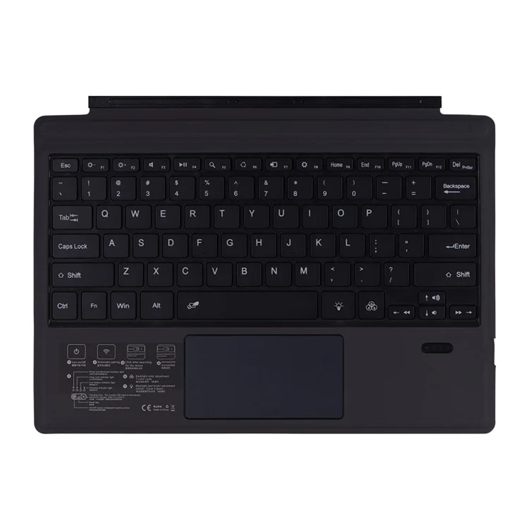 Клавиатура 1109-D с поддержкой Bluetooth для Microsoft Surface Pro 7+ / 7 / 6 / 5 / 4 / 3 с тачпадом и подсветкой