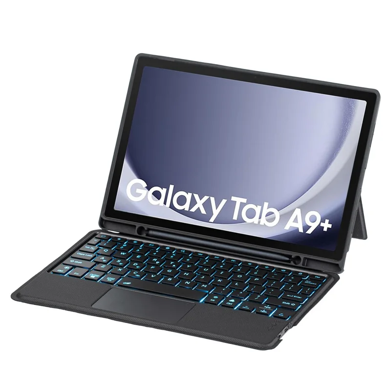 TA09B-AS для Samsung Galaxy Tab A9+ Клавиатура с подсветкой и сенсорной панелью, совместимая с Bluetooth, кожаный чехол