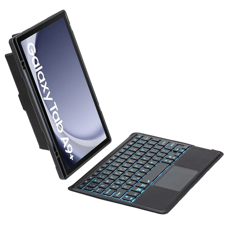 TA09B-AS для Samsung Galaxy Tab A9+ Клавиатура с подсветкой и сенсорной панелью, совместимая с Bluetooth, кожаный чехол