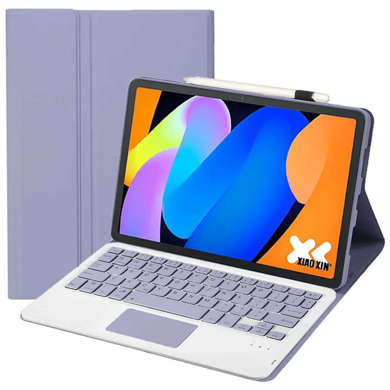 AM31-A Für Lenovo Xiaoxin Pad 11 2025/Idea Tab Tablet TB336ZU/TB336FU Lederhülle mit Touchpad Bluetooth-kompatibler Tastatur - Lila
