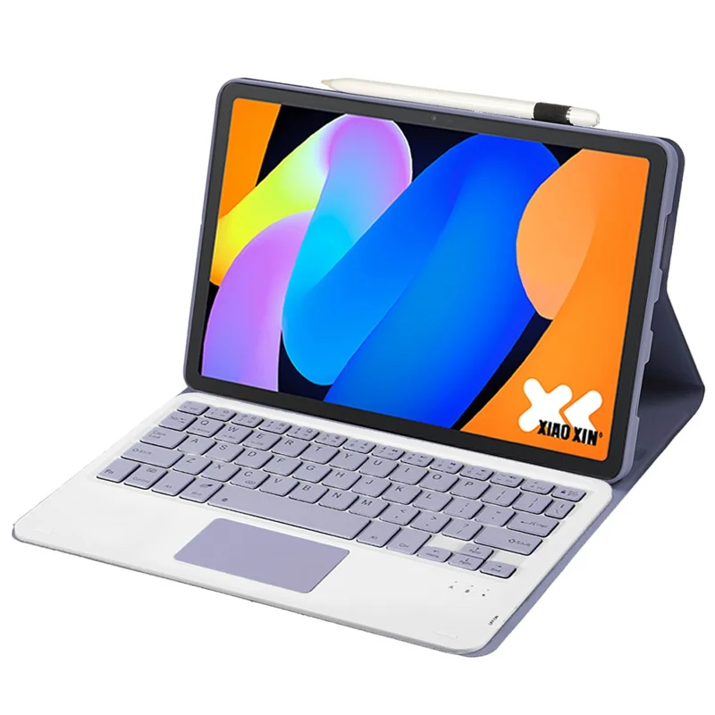 AM31-A Für Lenovo Xiaoxin Pad 11 2025/Idea Tab Tablet TB336ZU/TB336FU Lederhülle mit Touchpad Bluetooth-kompatibler Tastatur - Lila