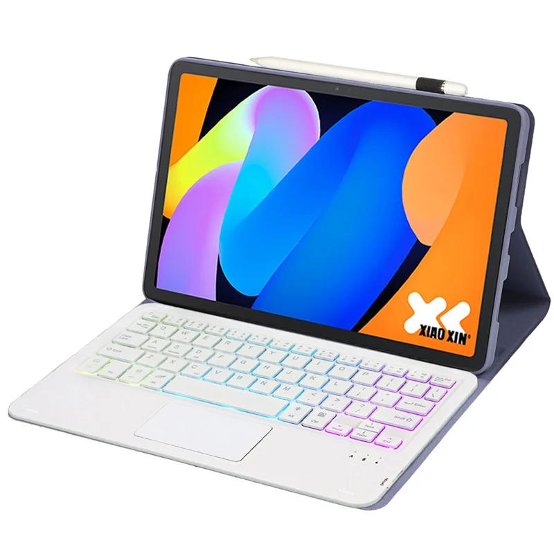 AM31-AS For Lenovo Xiaoxin Pad 11 2025 / Idea Tab Tablet TB336ZU / TB336FU Leather Case Touchpad Backlit Bluetooth-Compatible Keyboard - Purple