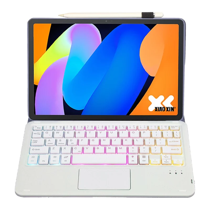 AM31-AS For Lenovo Xiaoxin Pad 11 2025 / Idea Tab Tablet TB336ZU / TB336FU Leather Case Touchpad Backlit Bluetooth-Compatible Keyboard - Purple