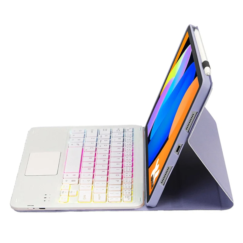 AM31-AS For Lenovo Xiaoxin Pad 11 2025 / Idea Tab Tablet TB336ZU / TB336FU Leather Case Touchpad Backlit Bluetooth-Compatible Keyboard - Purple
