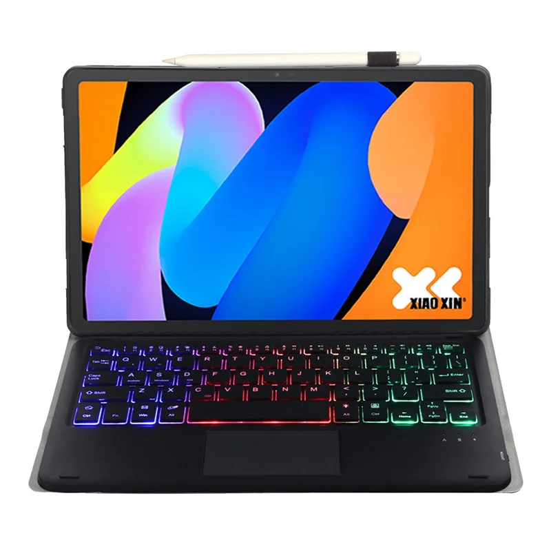 AM31-AS For Lenovo Tab K11 Gen 2 / Idea Tab / Xiaoxin Pad 11 2025 Leather Case Touchpad Backlit Bluetooth-Compatible Keyboard - Black