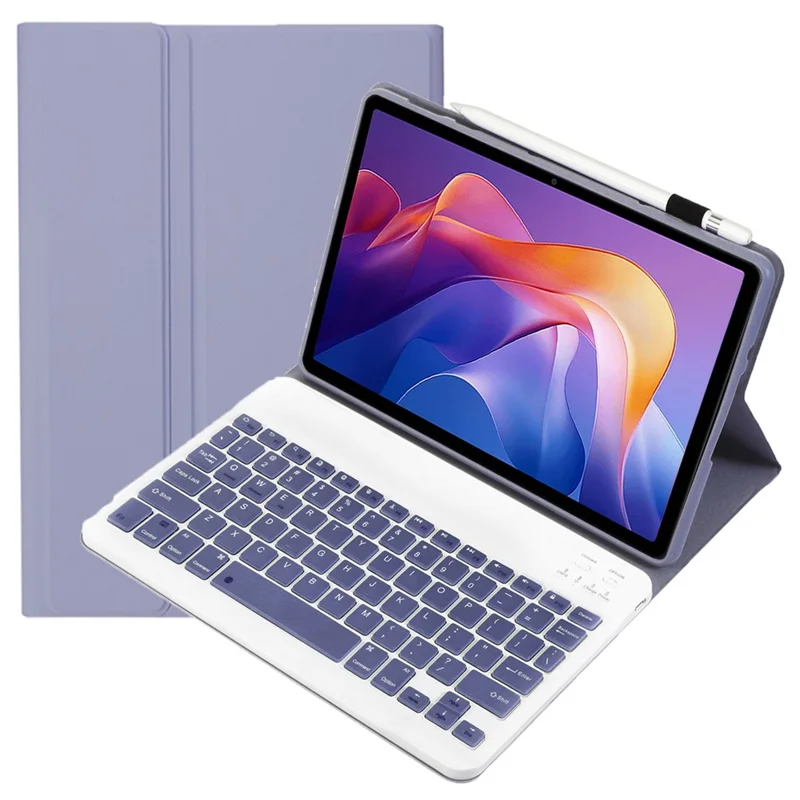 A0N15 Für Xiaomi Redmi Pad 2 Abnehmbares Lederhülle Ultra Dünn Bluetooth-kompatibler Tastatur - Lila