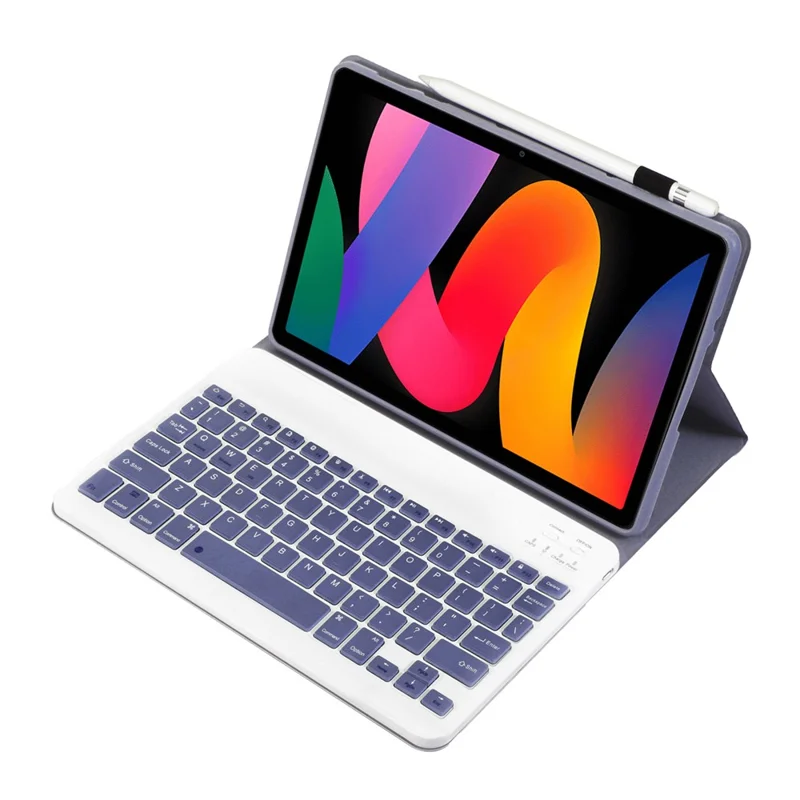 A0N15 Für Xiaomi Redmi Pad 2 Abnehmbares Lederhülle Ultra Dünn Bluetooth-kompatibler Tastatur - Lila