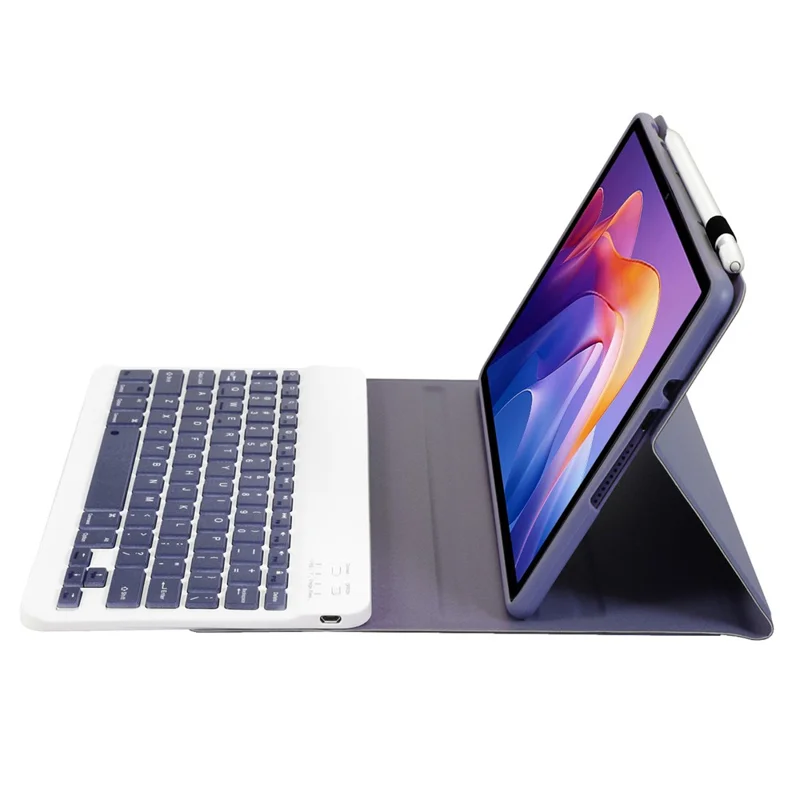 A0N15 Für Xiaomi Redmi Pad 2 Abnehmbares Lederhülle Ultra Dünn Bluetooth-kompatibler Tastatur - Lila