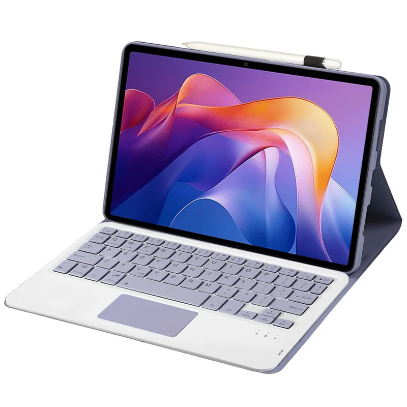 A0N15-A für Xiaomi Redmi Pad 2 abnehmbares Ledertasche ultraflache Bluetooth-kompatible Tastatur mit Touchpad - Lila