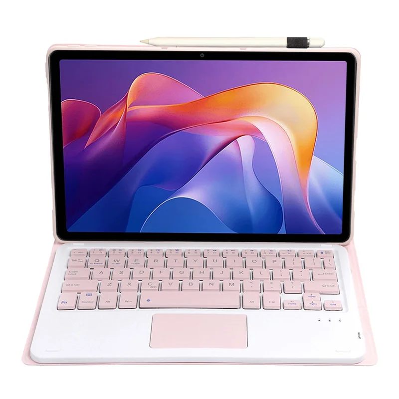 A0N15-A For Xiaomi Redmi Pad 2 Detachable Leather Case Ultra Thin Bluetooth-Compatible Keyboard with Touchpad - Pink