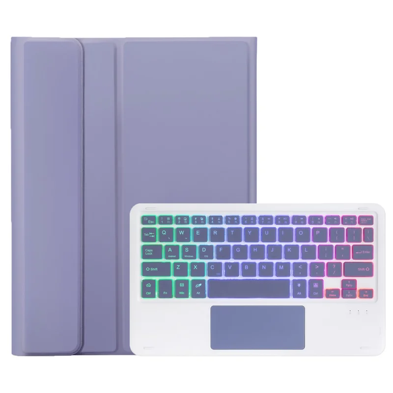 A0N15-AS For Xiaomi Redmi Pad 2 Detachable Leather Case Bluetooth-Compatible Keyboard with Touchpad and Backlit - Purple