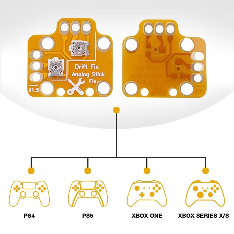 Placa de reinicio y calibración de joystick 3D para mando de PlayStation 5 / PlayStation 4 / Xbox One (Sin logotipo) - Amarillo