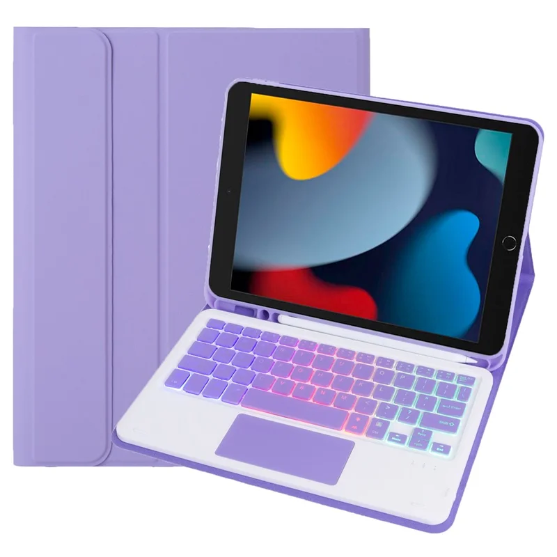 A102B-AS Backlit Keyboard For iPad 10.2 (2021) / (2020) / (2019) / Air 10.5 inch (2019) / Pro 10.5-inch (2017) Case + Keyboard with Touchpad - Lilac Purple