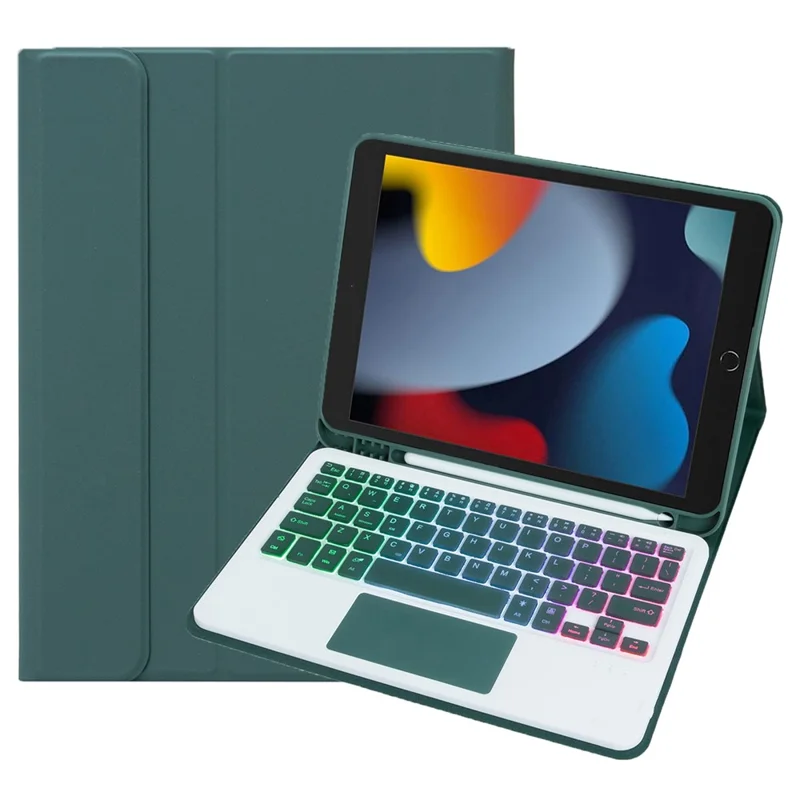 A102B-AS Backlit Keyboard For iPad 10.2 (2021) / (2020) / (2019) / Air 10.5 inch (2019) / Pro 10.5-inch (2017) Case + Keyboard with Touchpad - Dark Green