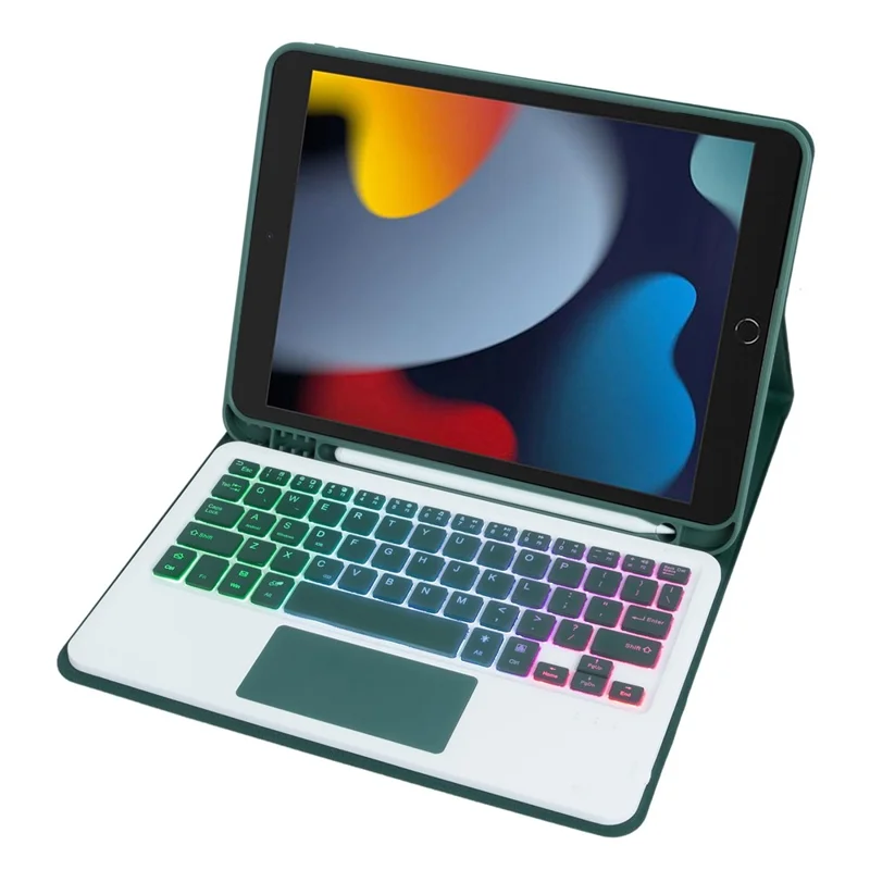 A102B-AS Backlit Keyboard For iPad 10.2 (2021) / (2020) / (2019) / Air 10.5 inch (2019) / Pro 10.5-inch (2017) Case + Keyboard with Touchpad - Dark Green