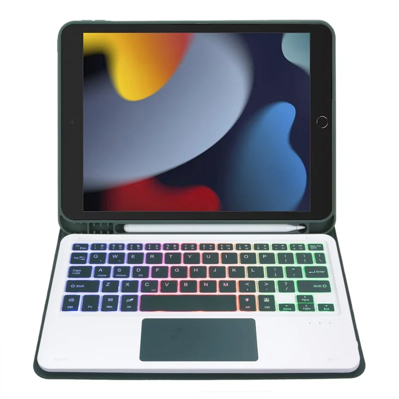 A102B-AS Backlit Keyboard For iPad 10.2 (2021) / (2020) / (2019) / Air 10.5 inch (2019) / Pro 10.5-inch (2017) Case + Keyboard with Touchpad - Dark Green