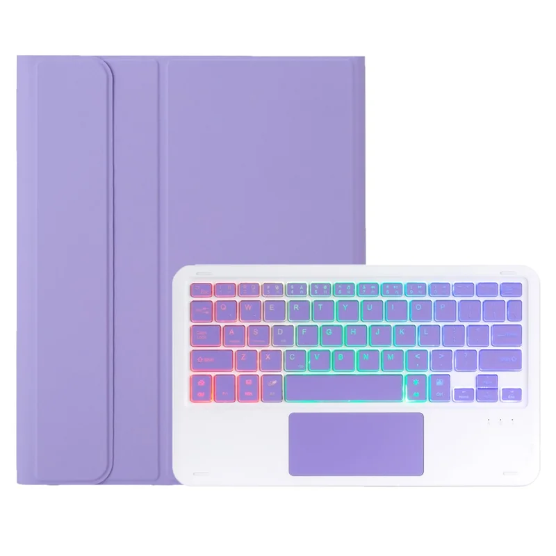 A11B-AS Backlit Keyboard For iPad Pro 11 (2022) / (2021) / (2020) / (2018) / Air (2022) / (2020) , Leather Tablet Case + Keyboard with Touchpad - Lilac Purple