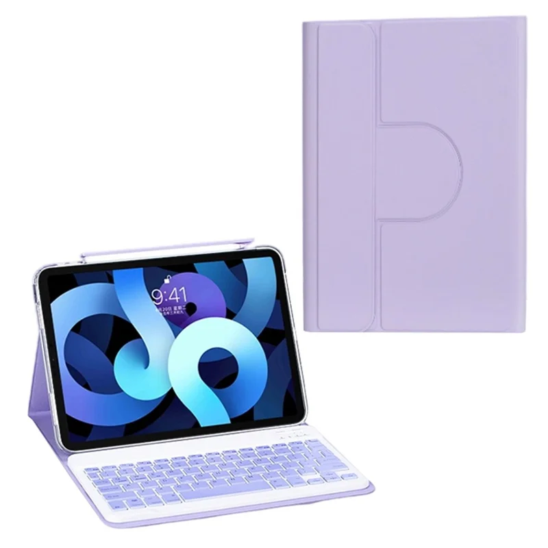 For iPad (2025) / iPad 10.9 (2022) Magnetic Detachable 360 Degree Rotating Keyboard Leather Case with Hidden Pen Slot - Purple
