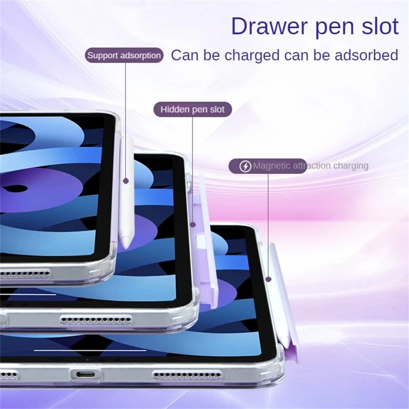 For iPad (2025) / iPad 10.9 (2022) Magnetic Detachable 360 Degree Rotating Keyboard Leather Case with Hidden Pen Slot - Purple