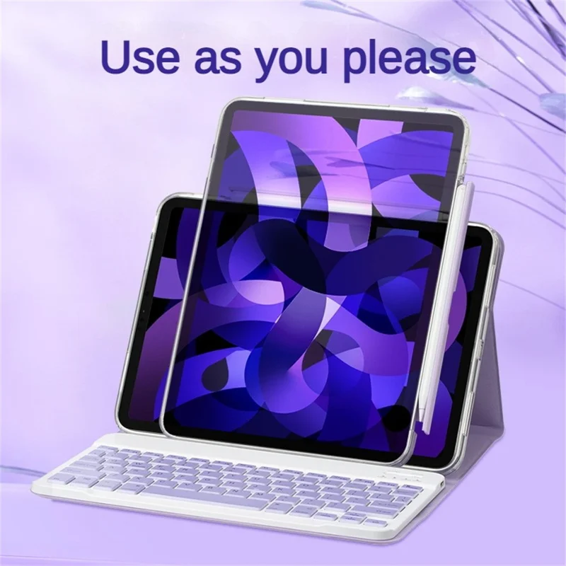 For iPad (2025) / iPad 10.9 (2022) Magnetic Detachable 360 Degree Rotating Keyboard Leather Case with Hidden Pen Slot - Purple