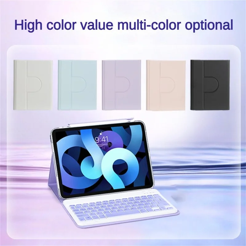 For iPad (2025) / iPad 10.9 (2022) Magnetic Detachable 360 Degree Rotating Keyboard Leather Case with Hidden Pen Slot - Purple
