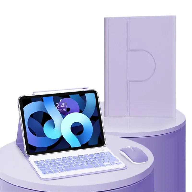 For iPad (2025) / iPad 10.9 (2022) Magnetic Detachable Keyboard Leather Case with Hidden Pen Slot and Mouse - Purple