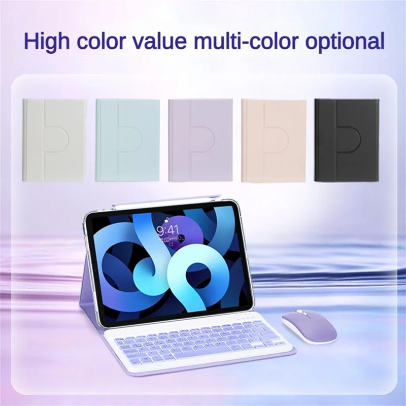 For iPad (2025) / iPad 10.9 (2022) Magnetic Detachable Keyboard Leather Case with Hidden Pen Slot and Mouse - Purple