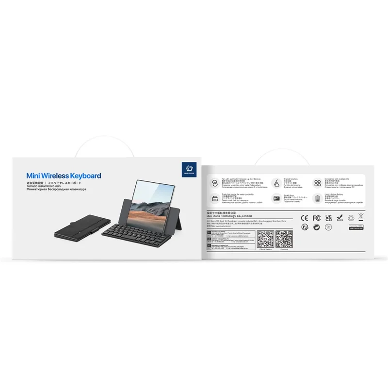 DUX DUCIS OK Mini Series Tragbare Tastatur mit Klappdeckel 3-in-1 Mini Wireless Tastatur Ultra Dünn