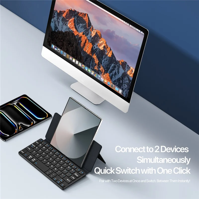 DUX DUCIS OK Mini Series Tragbare Tastatur mit Klappdeckel 3-in-1 Mini Wireless Tastatur Ultra Dünn
