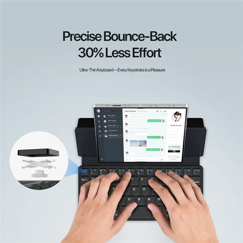 DUX DUCIS OK Mini Series Tragbare Tastatur mit Klappdeckel 3-in-1 Mini Wireless Tastatur Ultra Dünn