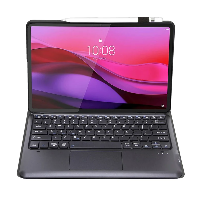 AM30-A Para Lenovo Yoga Tab Plus Teclado Bluetooth com Touchpad Destacável, Capa de Couro Ultrafina para Tablet - Preto