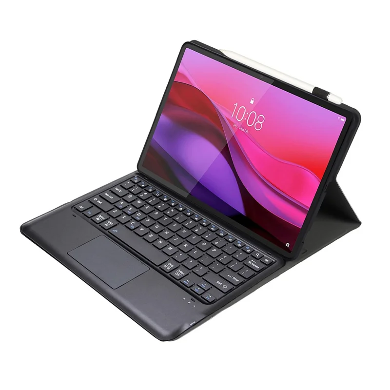 AM30-A Para Lenovo Yoga Tab Plus Teclado Bluetooth com Touchpad Destacável, Capa de Couro Ultrafina para Tablet - Preto