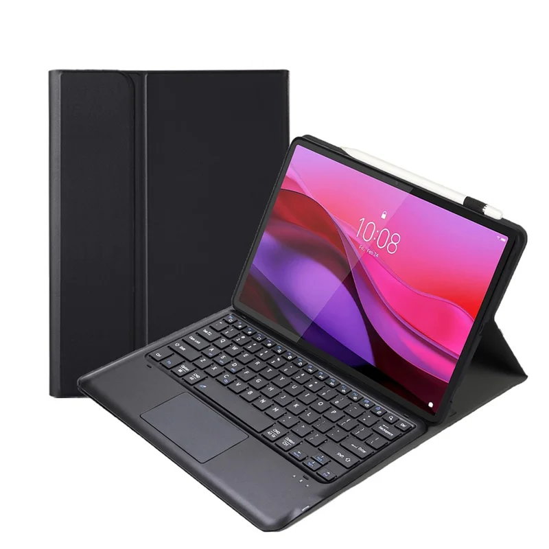 AM30-A Para Lenovo Yoga Tab Plus Teclado Bluetooth com Touchpad Destacável, Capa de Couro Ultrafina para Tablet - Preto
