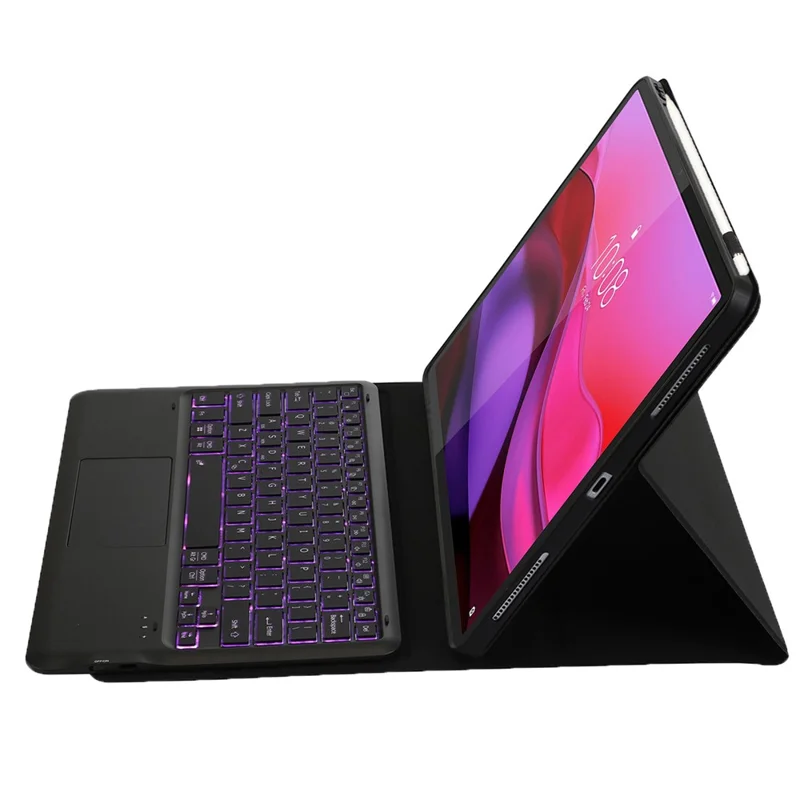 Funda de Teclado Bluetooth Desmontable con Touchpad Retroiluminado para Lenovo Yoga Tab Plus, de Cuero