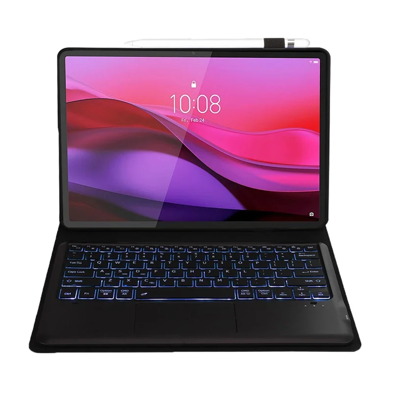 Funda de Teclado Bluetooth Desmontable con Touchpad Retroiluminado para Lenovo Yoga Tab Plus, de Cuero