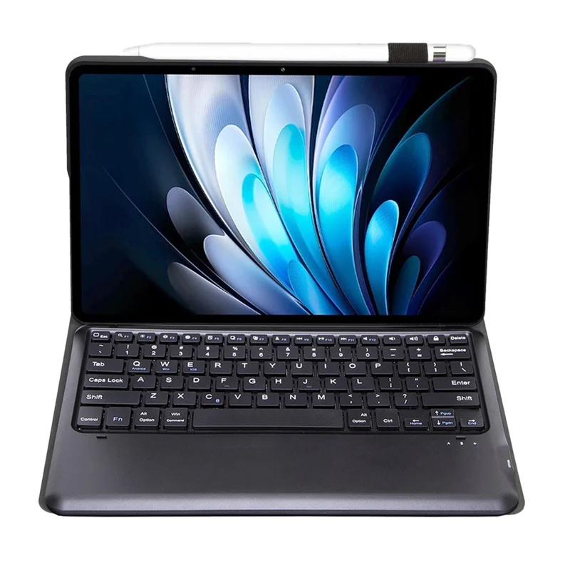 AV14 Leather Case for vivo Pad5 Pro / Pad3 Pro / iQOO Pad2 Pro Tablet Cover + Bluetooth-Compatible Keyboard - Black