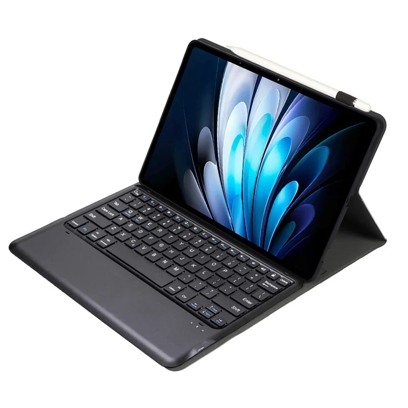 AV14 Leather Case for vivo Pad5 Pro / Pad3 Pro / iQOO Pad2 Pro Tablet Cover + Bluetooth-Compatible Keyboard - Black