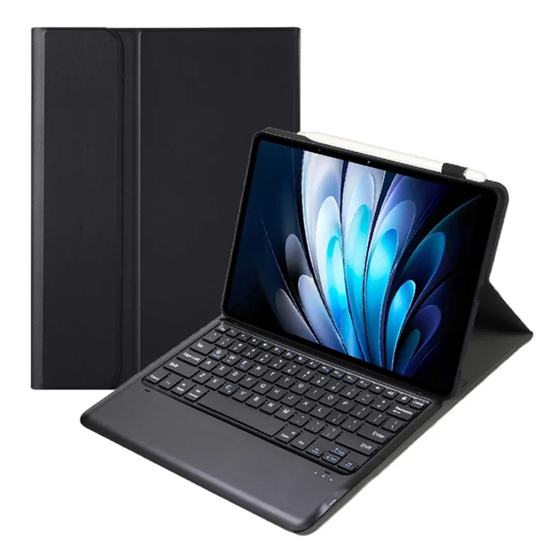 AV14 Leather Case for vivo Pad5 Pro / Pad3 Pro / iQOO Pad2 Pro Tablet Cover + Bluetooth-Compatible Keyboard - Black