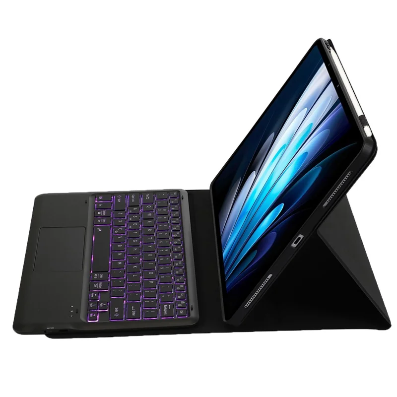 AV14-AS Leather Case for vivo Pad5 Pro / Pad3 Pro / iQOO Pad2 Pro Tablet Cover + Touchpad Backlit Bluetooth-Compatible Keyboard