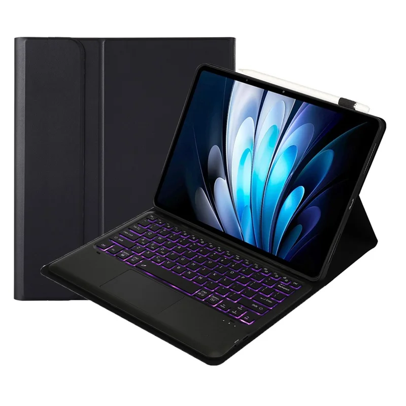 AV14-AS Leather Case for vivo Pad5 Pro / Pad3 Pro / iQOO Pad2 Pro Tablet Cover + Touchpad Backlit Bluetooth-Compatible Keyboard