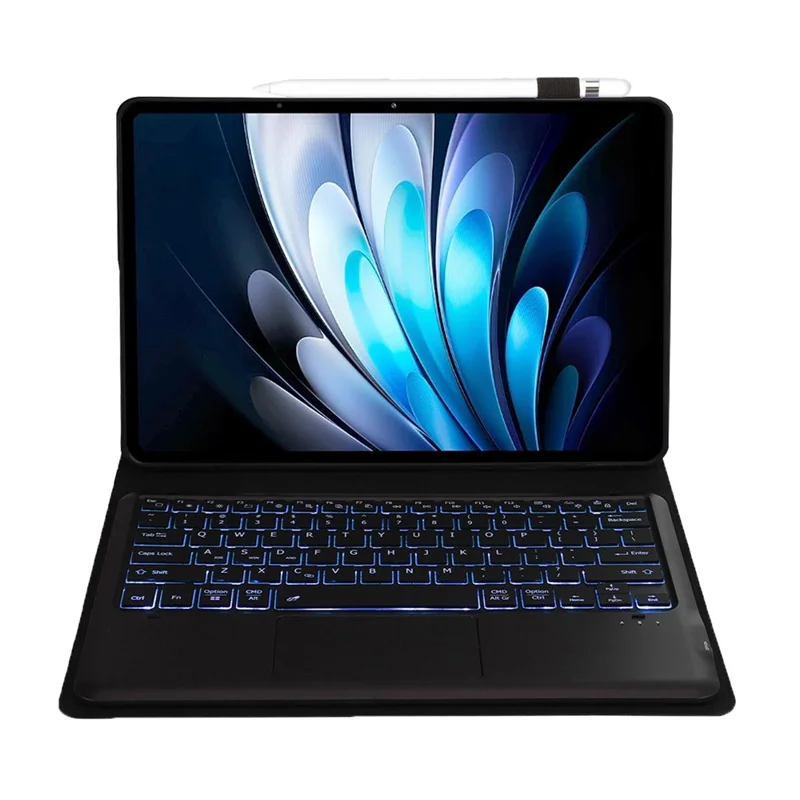 AV14-AS Leather Case for vivo Pad5 Pro / Pad3 Pro / iQOO Pad2 Pro Tablet Cover + Touchpad Backlit Bluetooth-Compatible Keyboard