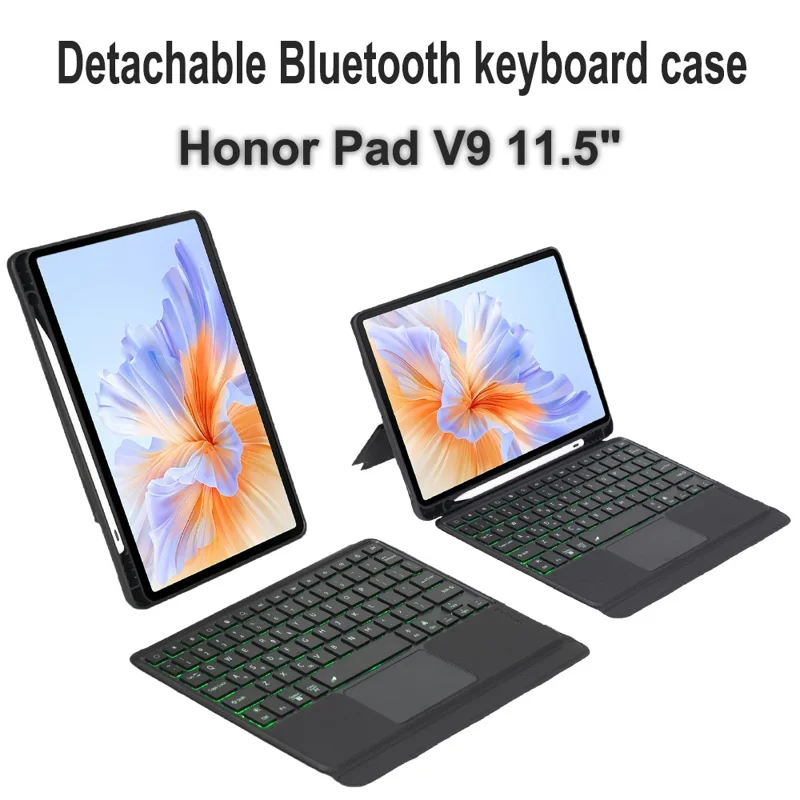 TH27-AS Für Honor Pad V9 / Pad GT Beleuchtete Touchpad Bluetooth-kompatible Tastatur Lederhülle
