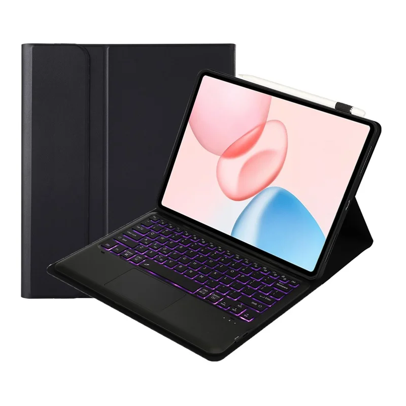 AH29-AS For Honor Pad 10 Detachable Bluetooth-Compatible Touchpad Backlit Keyboard Leather Tablet Case - Black