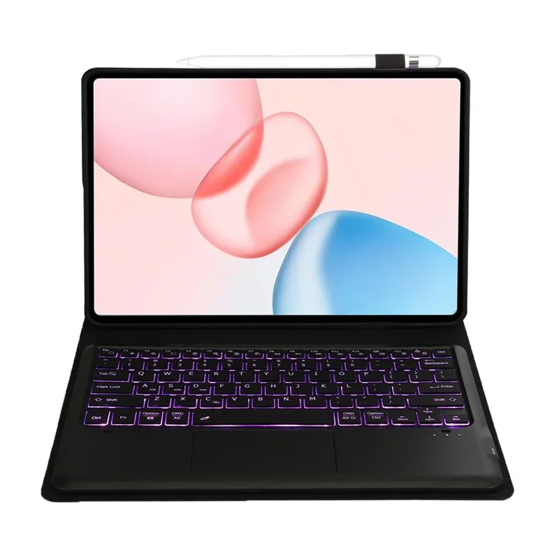 AH29-AS For Honor Pad 10 Detachable Bluetooth-Compatible Touchpad Backlit Keyboard Leather Tablet Case - Black