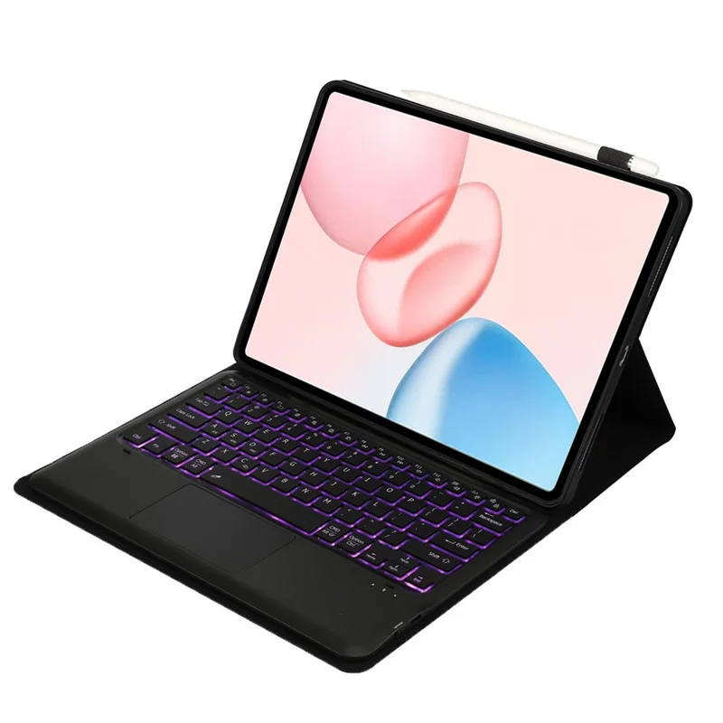 AH29-AS For Honor Pad 10 Detachable Bluetooth-Compatible Touchpad Backlit Keyboard Leather Tablet Case - Black