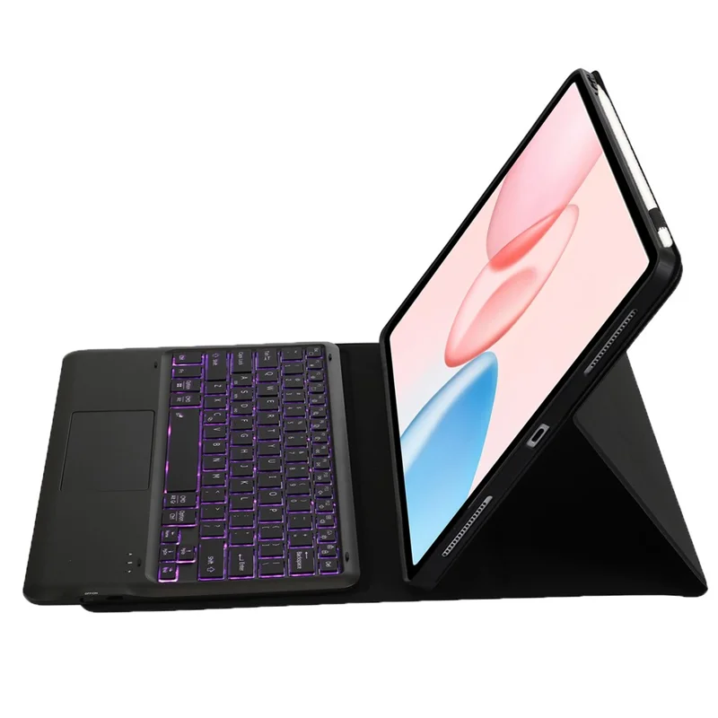 AH29-AS For Honor Pad 10 Detachable Bluetooth-Compatible Touchpad Backlit Keyboard Leather Tablet Case - Black