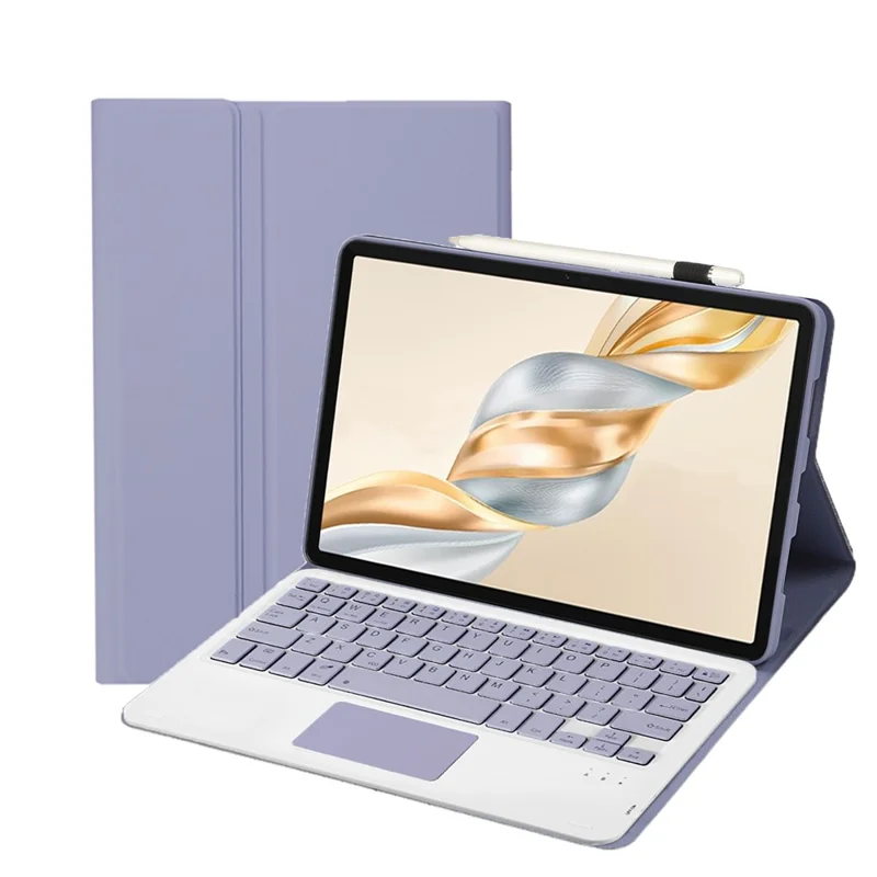 AH28-A For Honor Pad X9a / X9 Pro Detachable Touchpad Bluetooth-Compatible Keyboard Leather Tablet Case - Purple